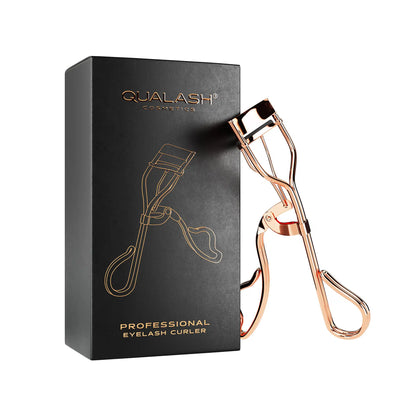 QUALASH Professional Eyelash Curler next to branded black box